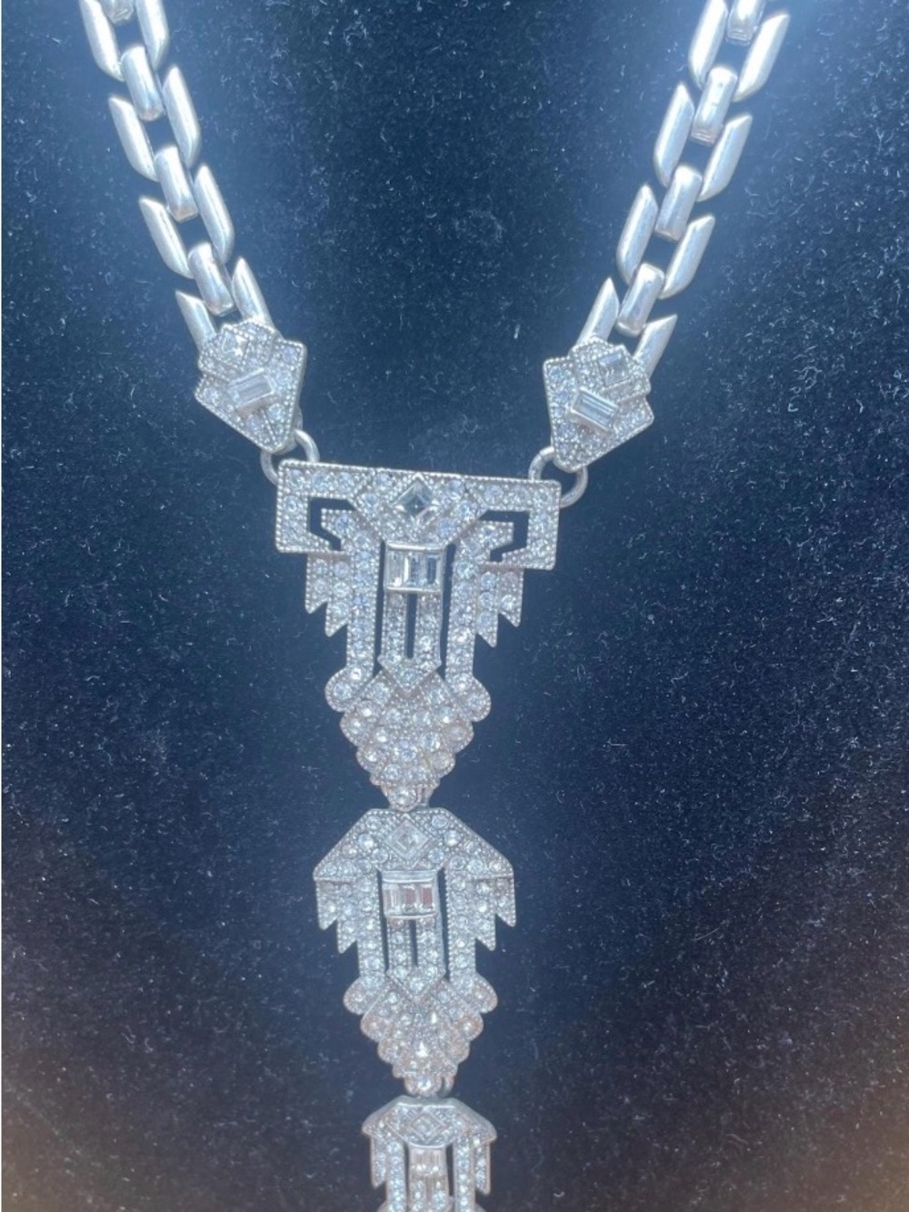 Stella & Dot Vintage Art Deco Revival Rhinestone Statement Necklace